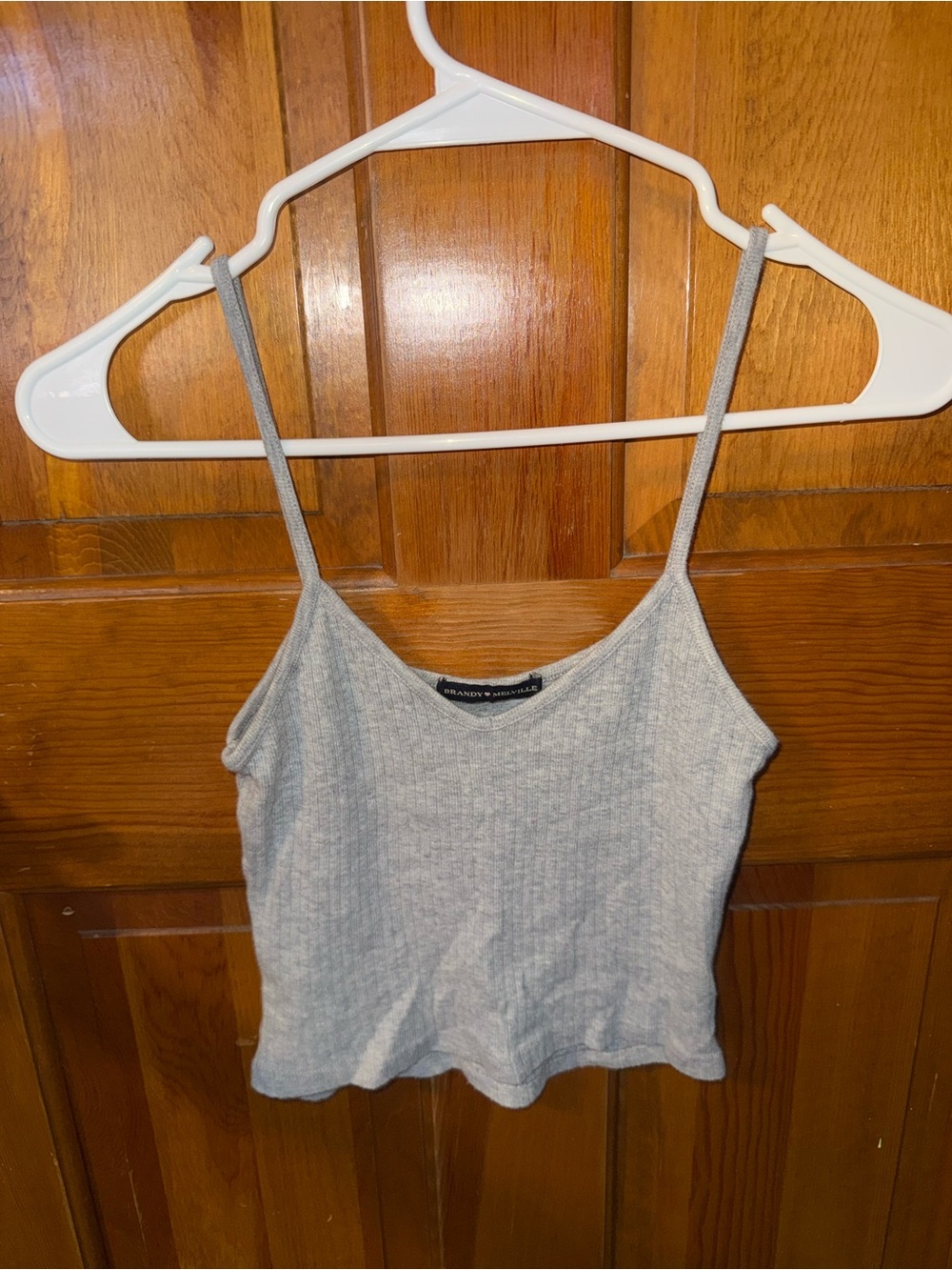 Brandy Melville Light Gray Ribbed Spaghetti Strap Camisole